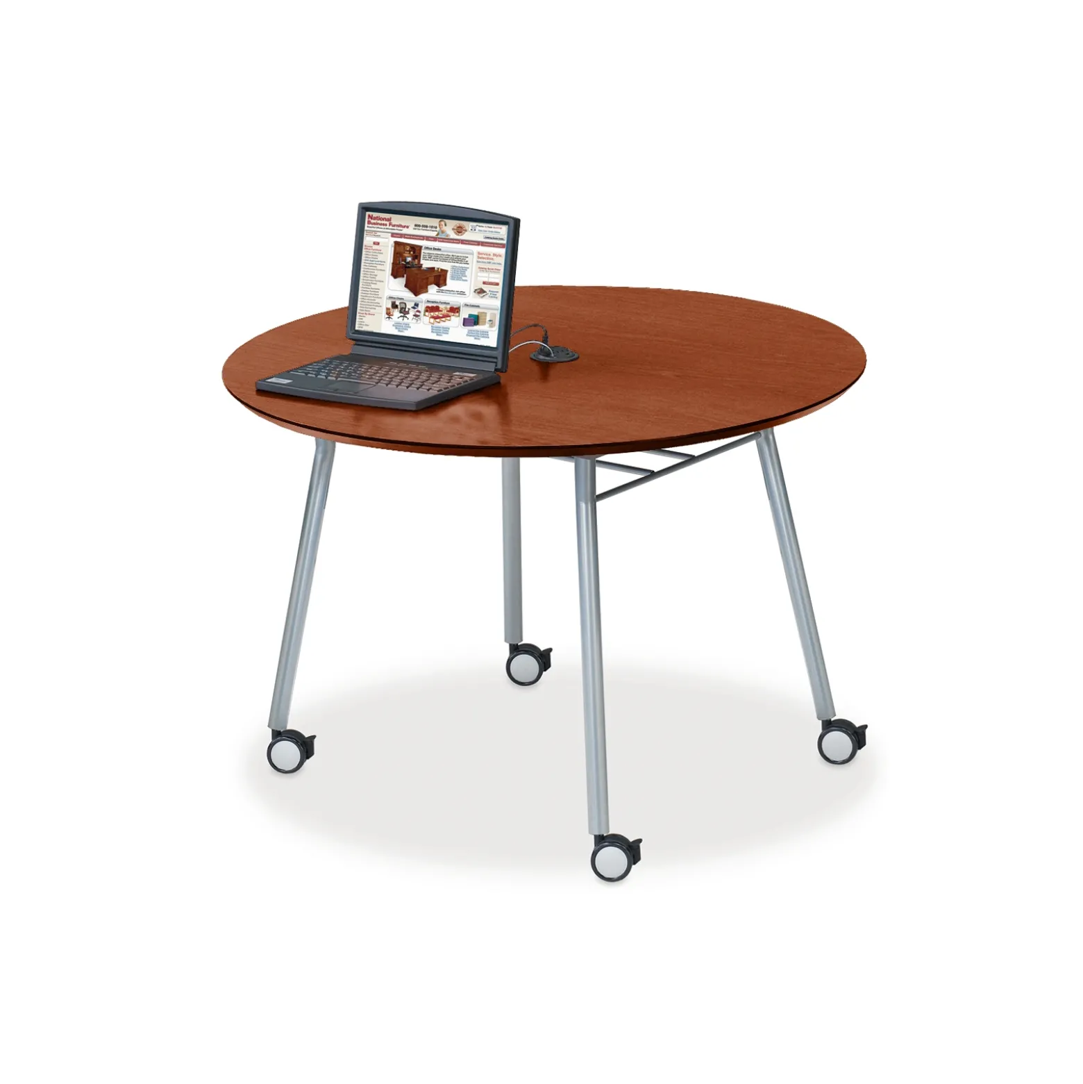 Mobile 48" Round Conference Table with Data Port