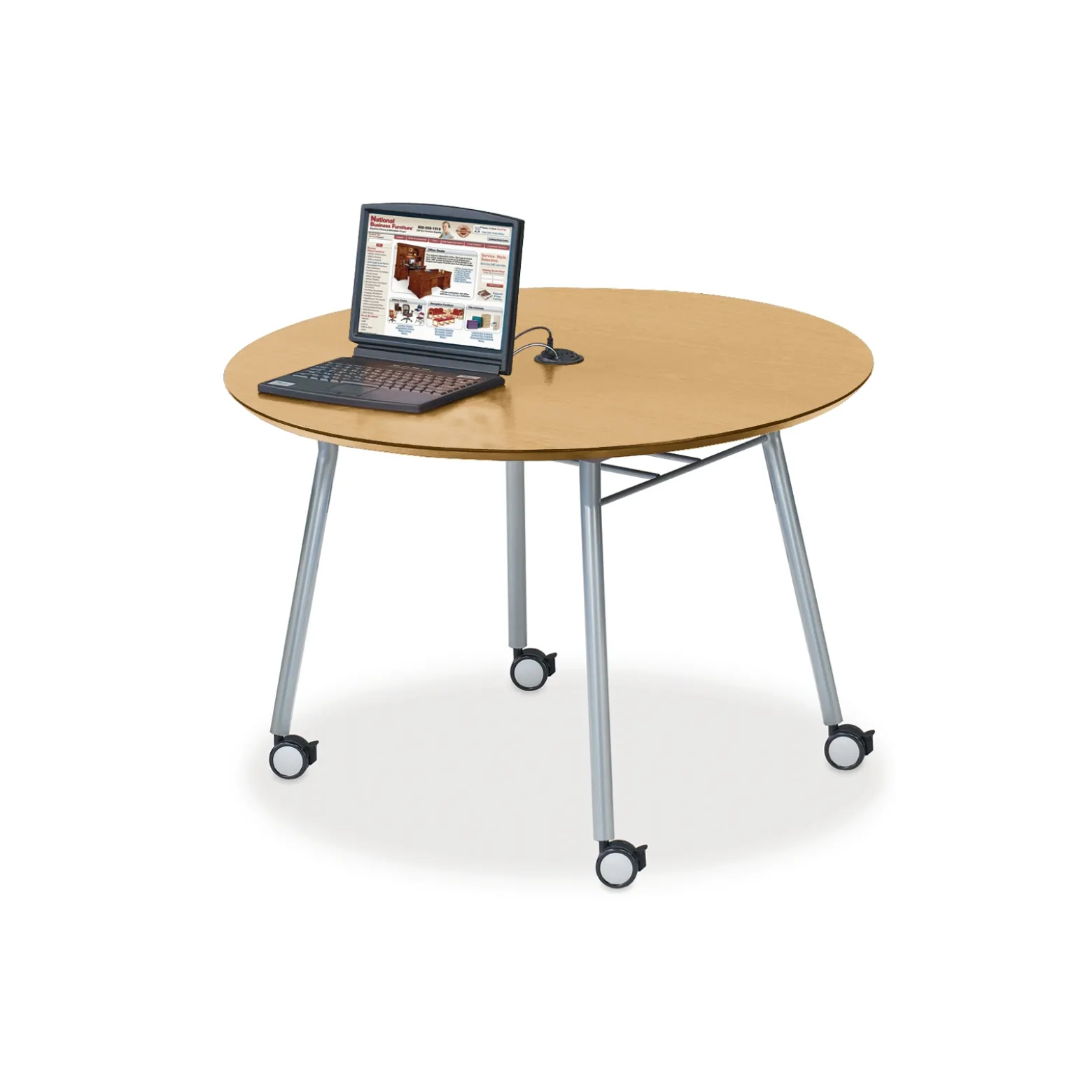 Mobile 48" Round Conference Table with Data Port