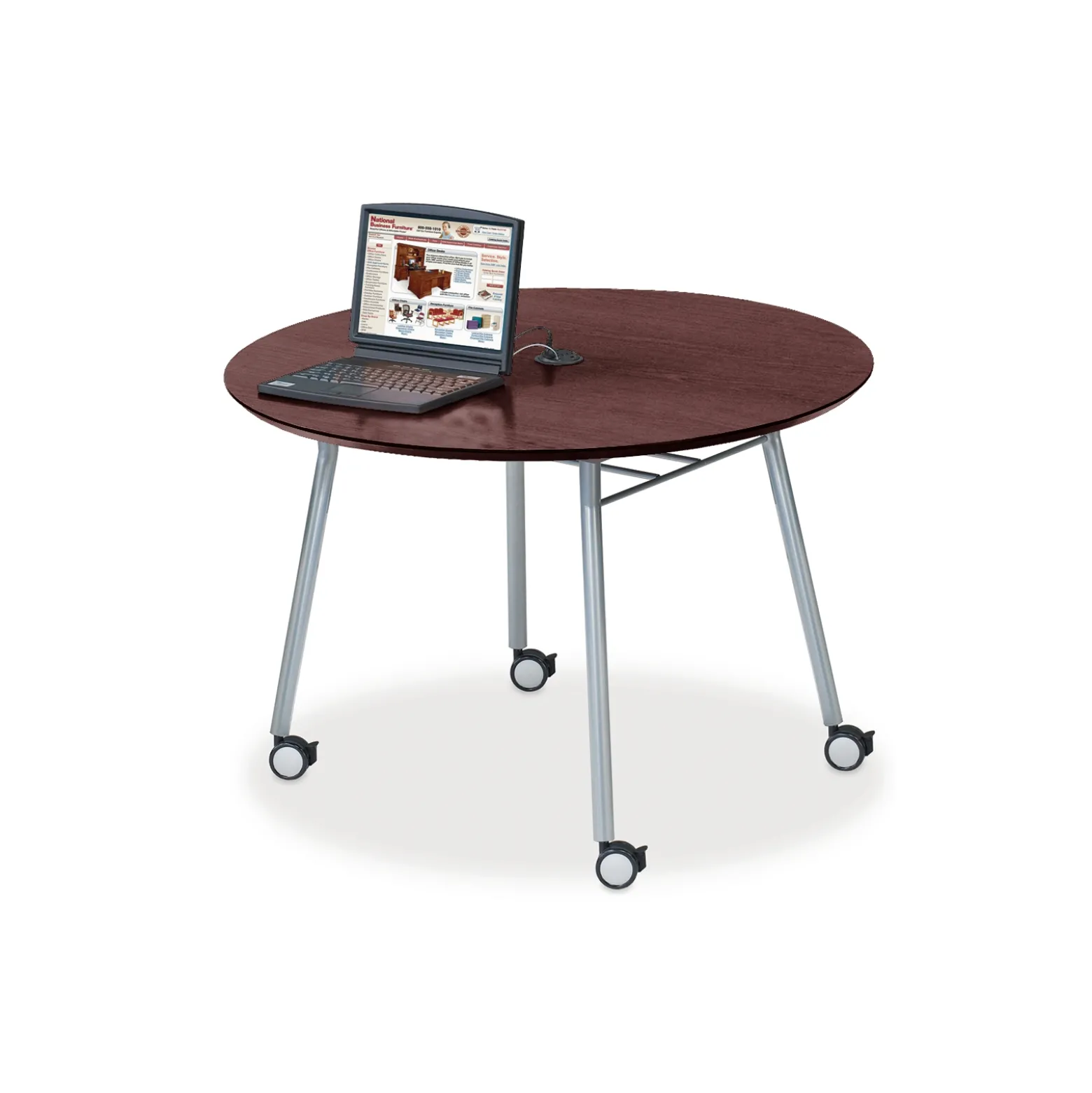 Mobile 48" Round Conference Table with Data Port