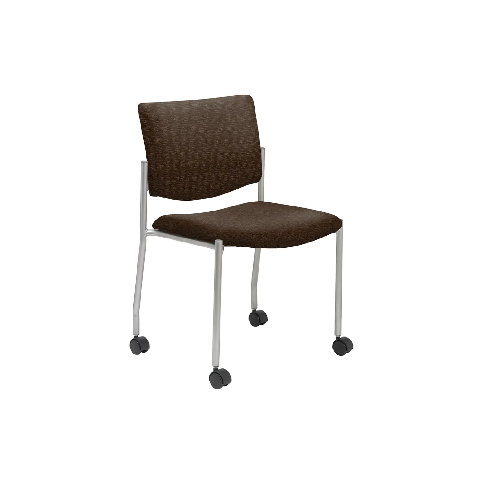 Mobile Armless Guest Chair in Fabric, Faux Leather or Polyurethane
