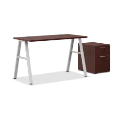 Mod Compact Table Desk w/ A-Legs and Pedestal - 48"W x 24"D
