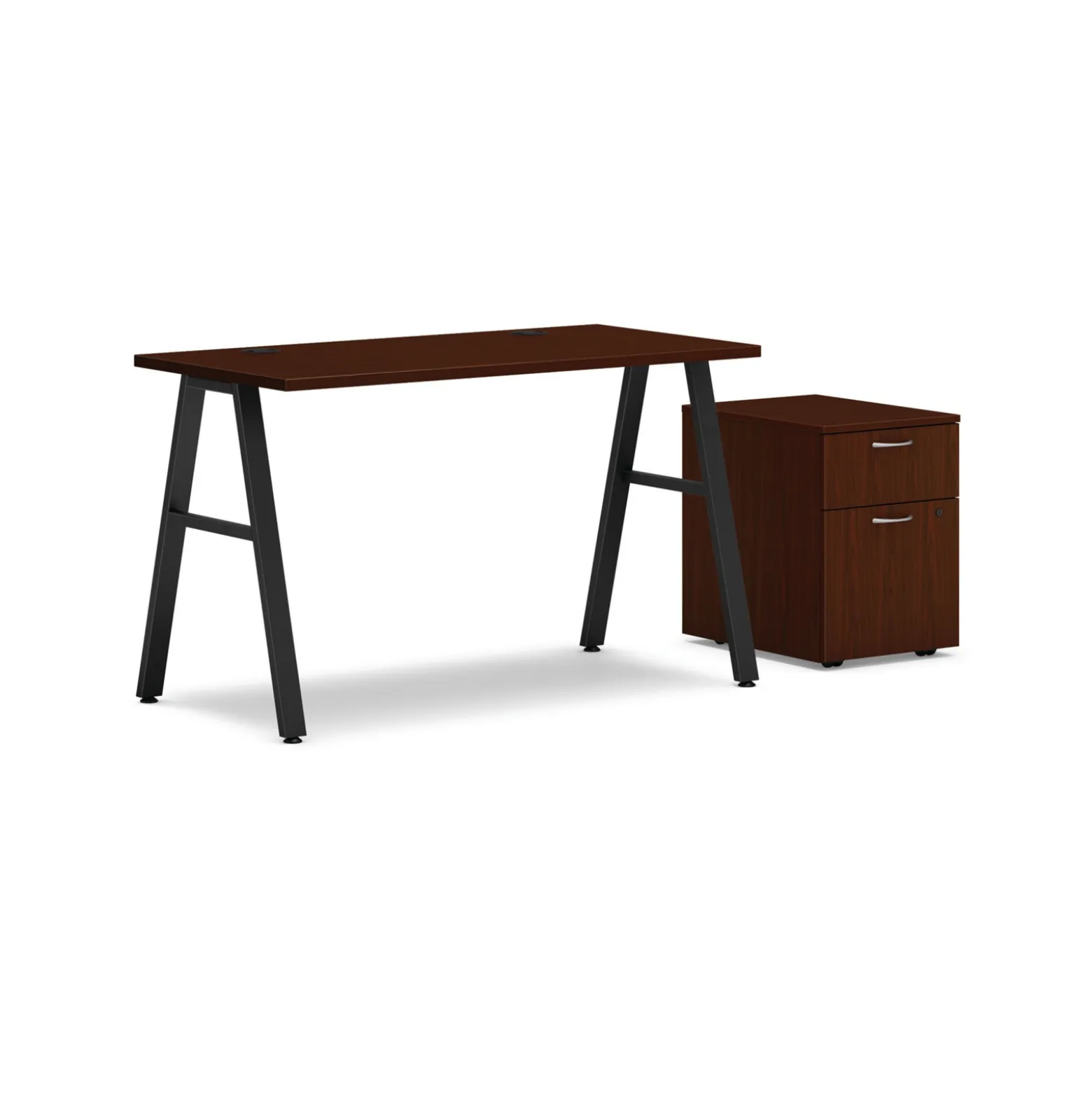 Mod Compact Table Desk w/ A-Legs and Pedestal - 48"W x 24"D