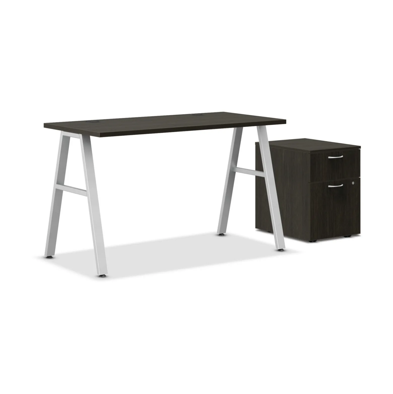 Mod Compact Table Desk w/ A-Legs and Pedestal - 48"W x 24"D