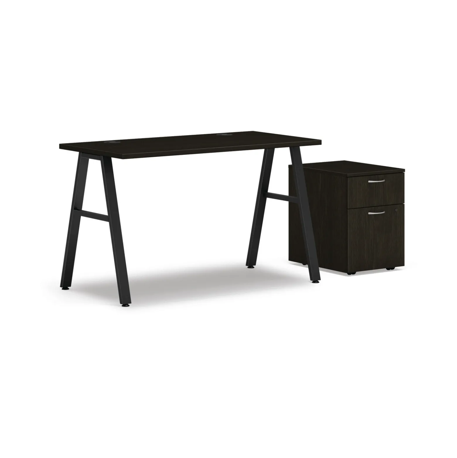 Mod Compact Table Desk w/ A-Legs and Pedestal - 48"W x 24"D