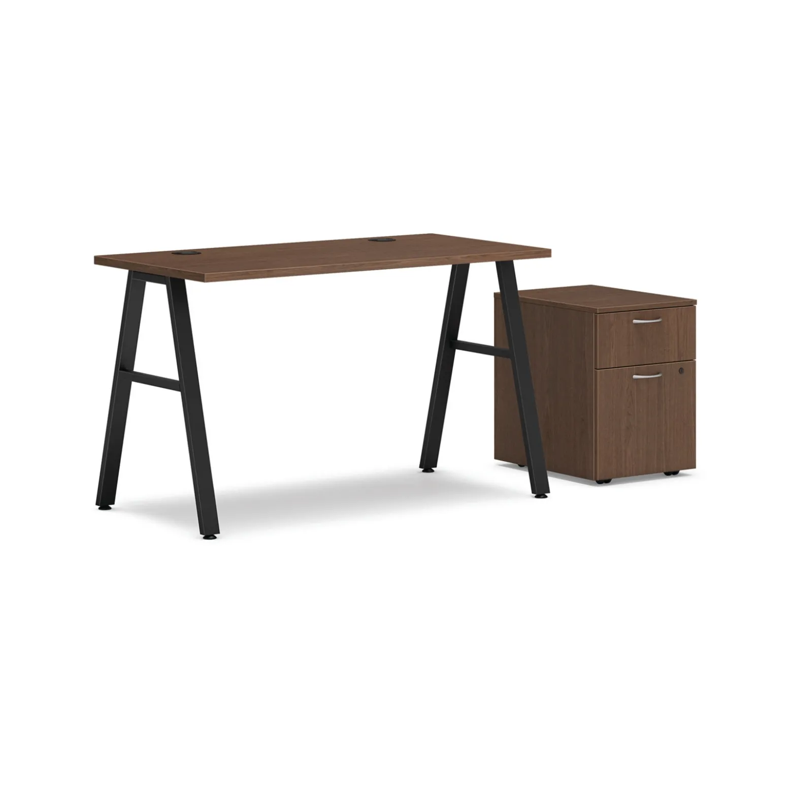 Mod Compact Table Desk w/ A-Legs and Pedestal - 48"W x 24"D
