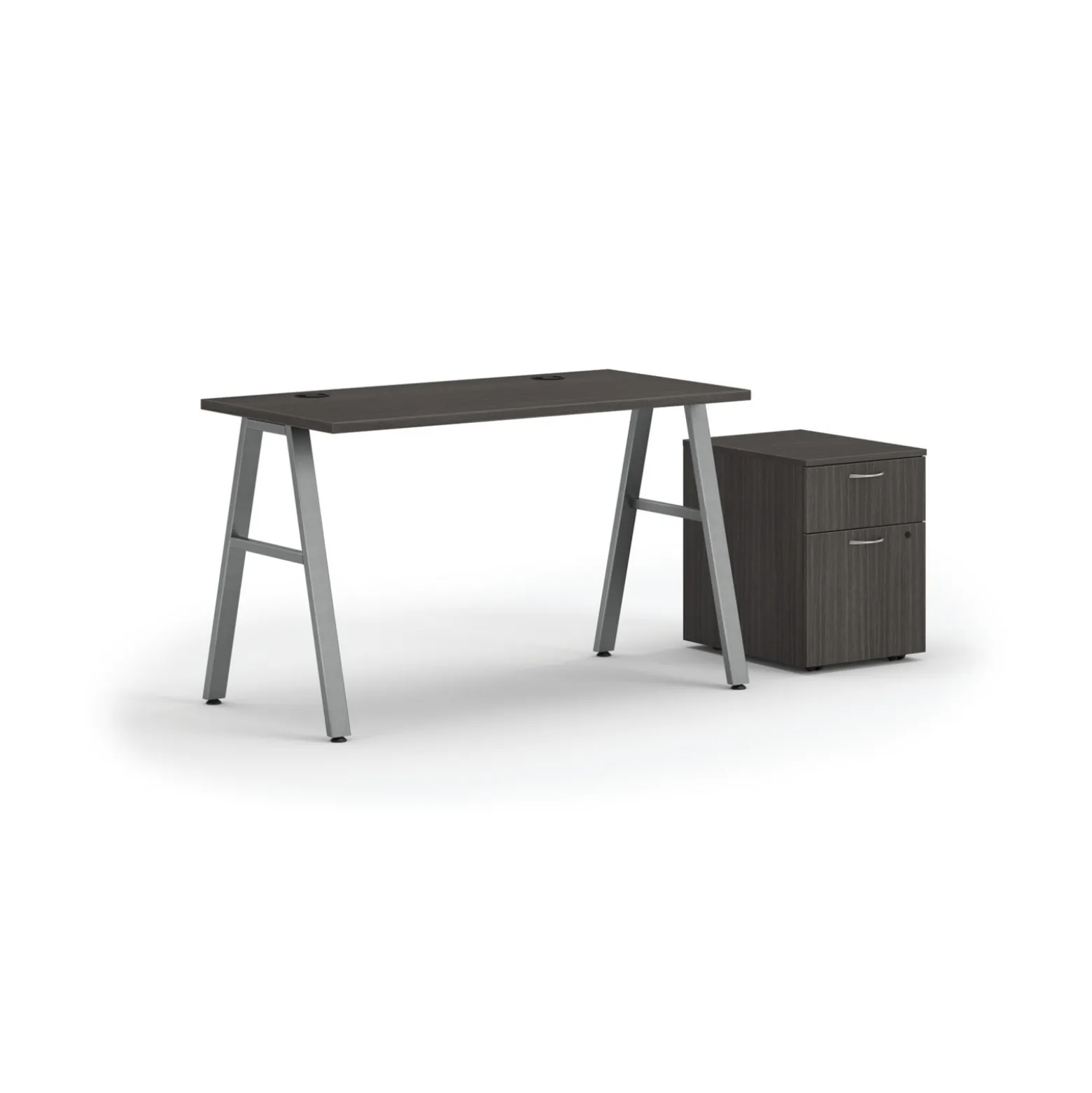 Mod Compact Table Desk w/ A-Legs and Pedestal - 48"W x 24"D