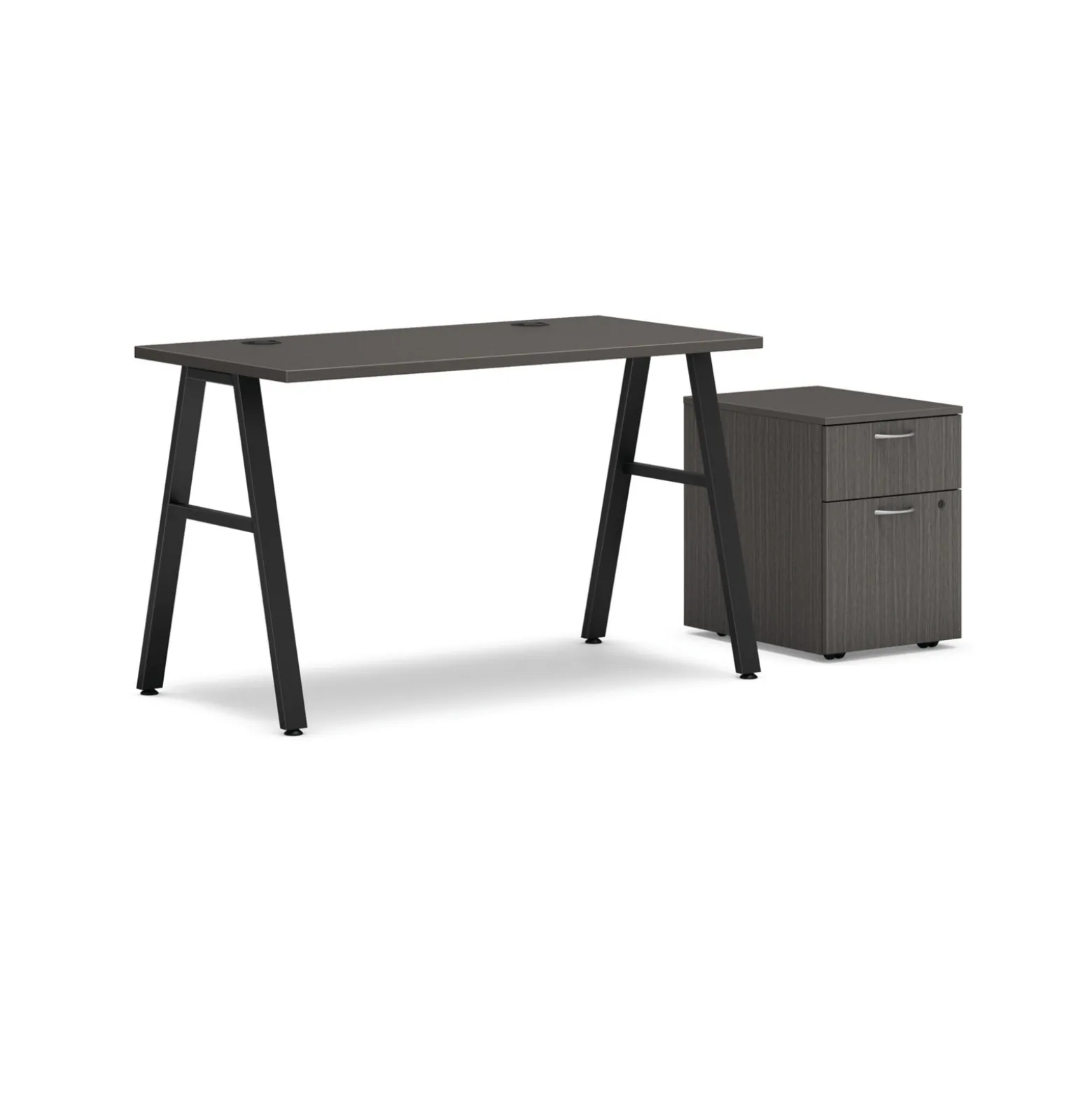 Mod Compact Table Desk w/ A-Legs and Pedestal - 48"W x 24"D
