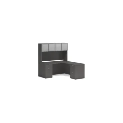Mod Double Pedestal L-Shaped Desk w/ Hutch - 66
