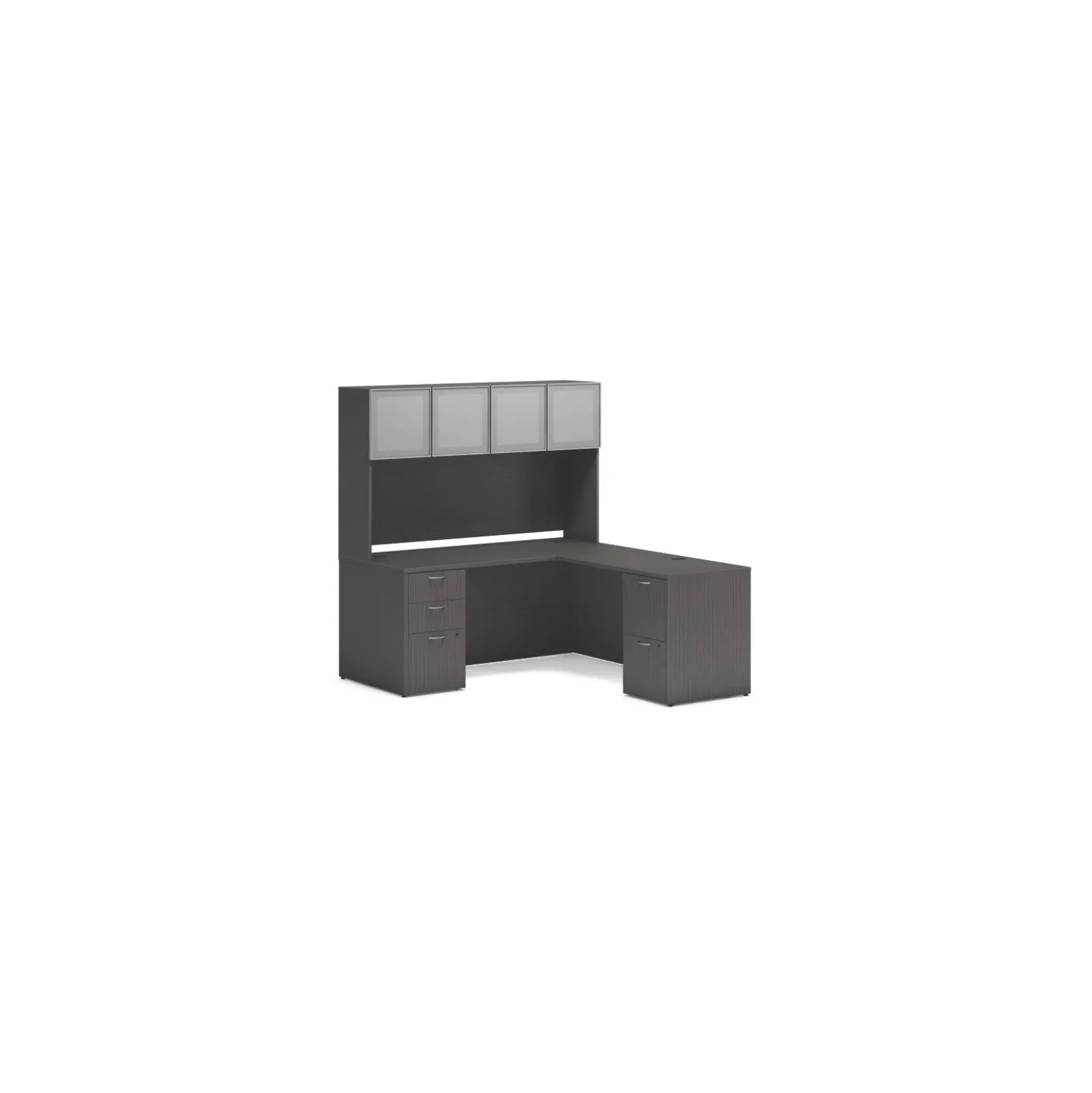 Mod Double Pedestal L-Shaped Desk w/ Hutch - 66"W x 72"D