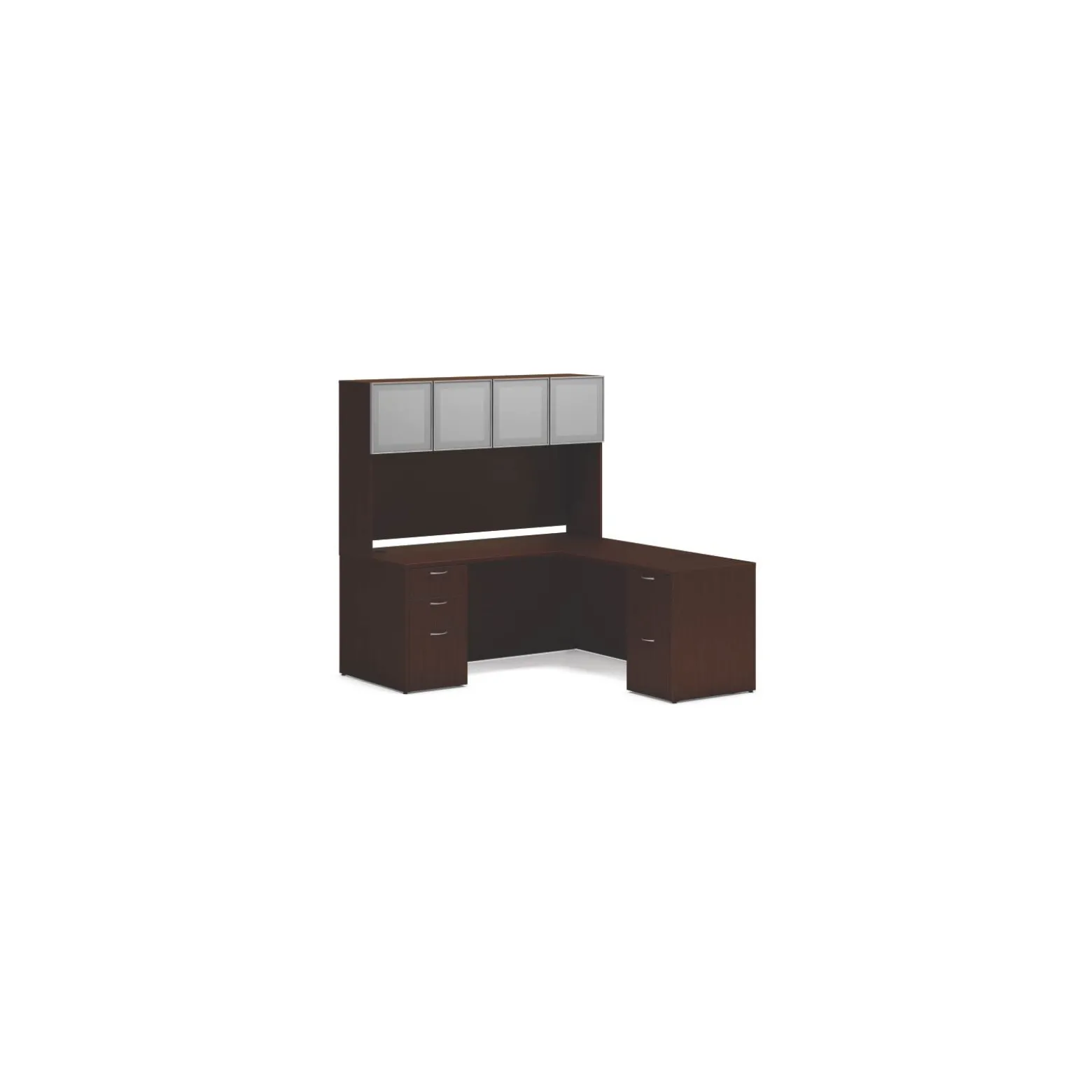 Mod Double Pedestal L-Shaped Desk w/ Hutch - 66"W x 72"D