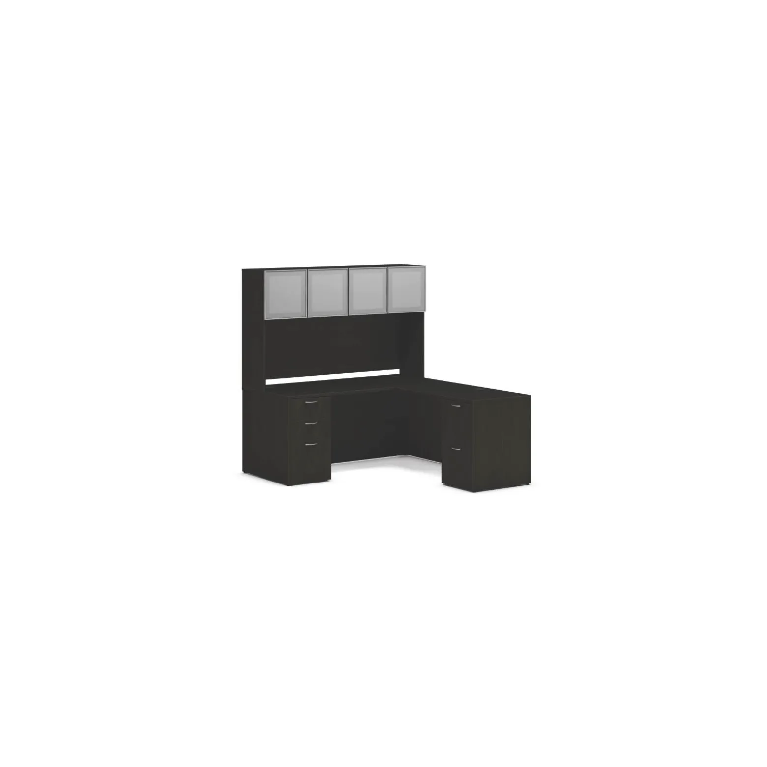 Mod Double Pedestal L-Shaped Desk w/ Hutch - 66"W x 72"D