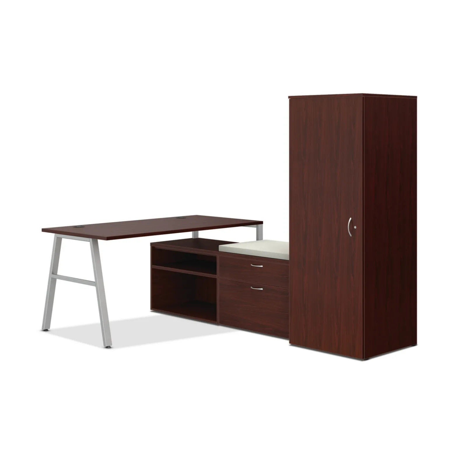Mod L-Shaped Desk w/ A-Legs and Storage Set