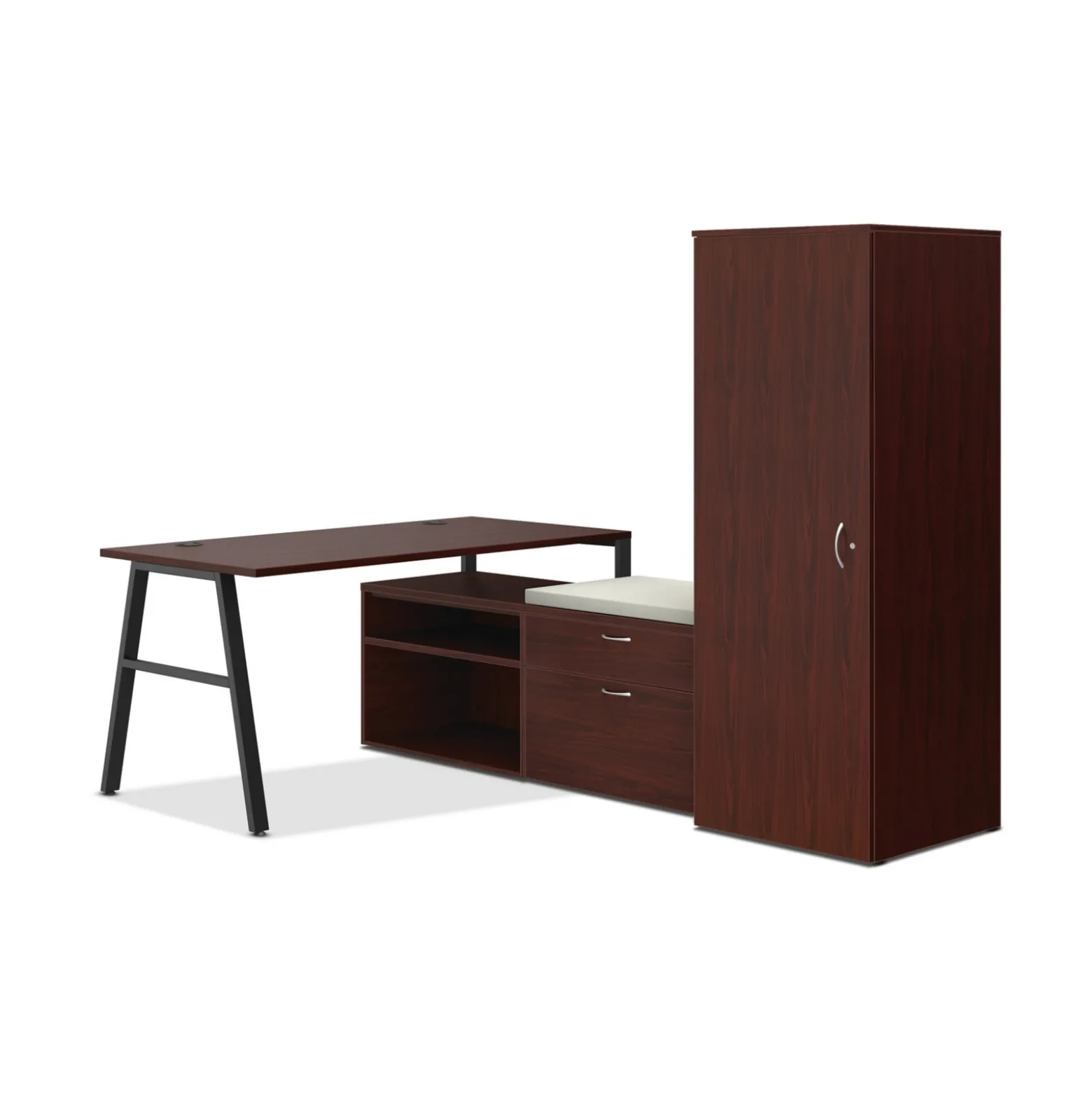 Mod L-Shaped Desk w/ A-Legs and Storage Set
