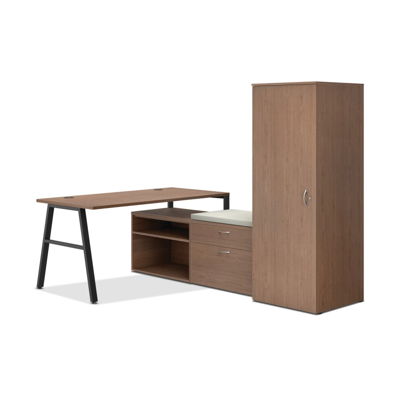 Mod L-Shaped Desk w/ A-Legs and Storage Set