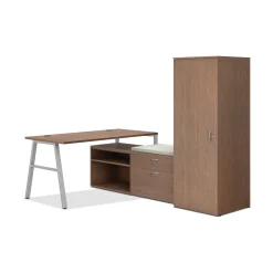 Mod L-Shaped Desk w/ A-Legs and Storage Set