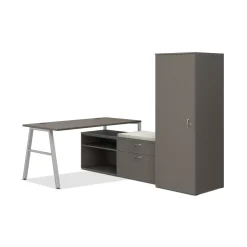 Mod L-Shaped Desk w/ A-Legs and Storage Set