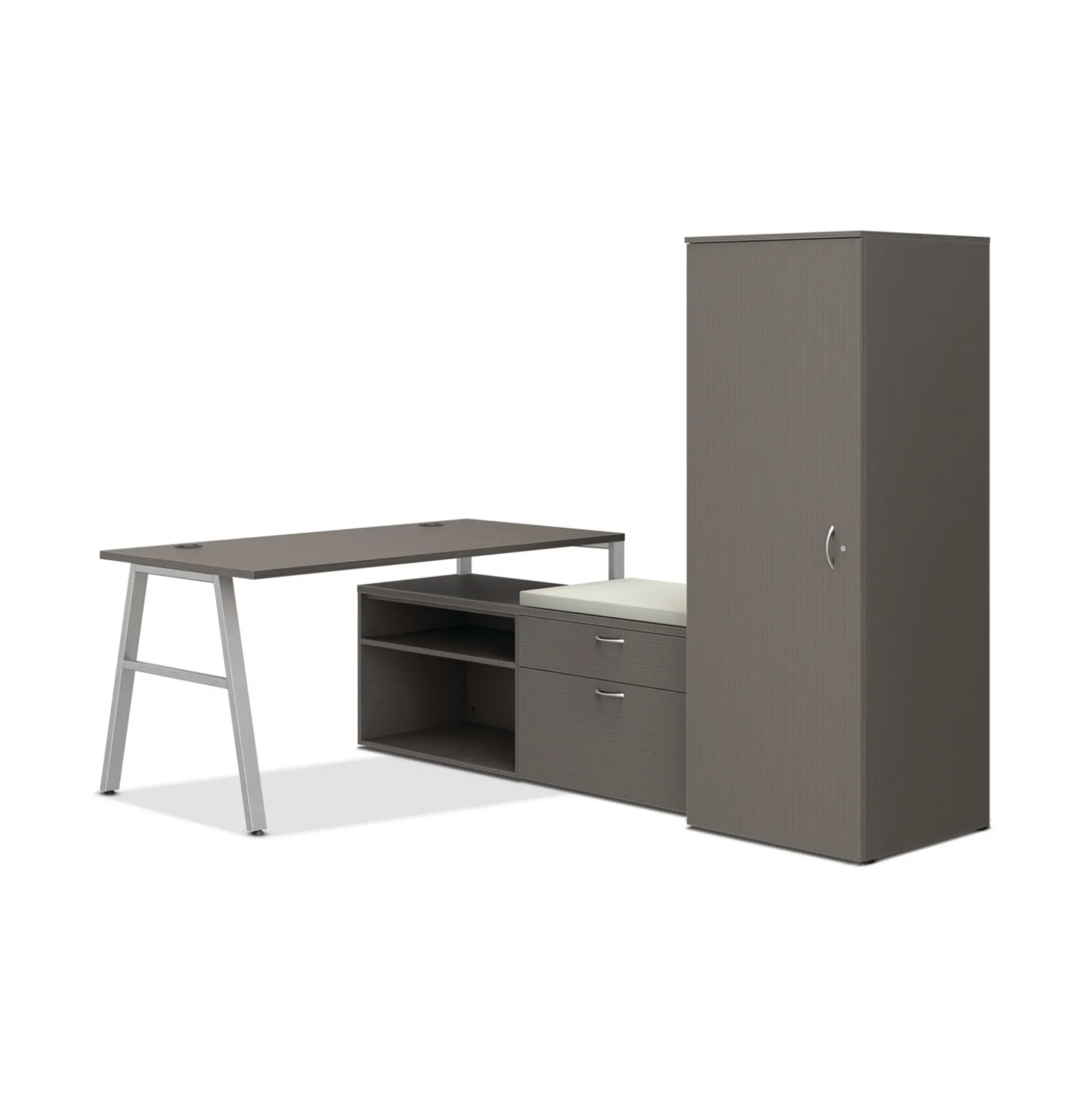 Mod L-Shaped Desk w/ A-Legs and Storage Set