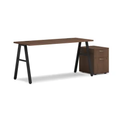 Mod Table Desk w/ A-Legs and Pedestal - 60"W x 24"D