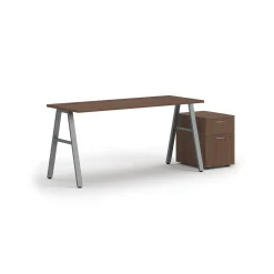 Mod Table Desk w/ A-Legs and Pedestal - 60"W x 24"D