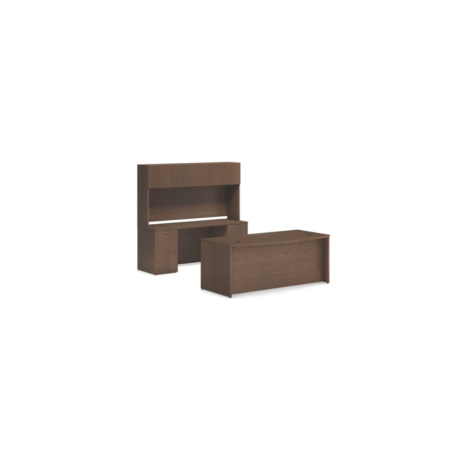 Mod 72"W Bowfront Desk w/ Credenza and Hutch Set