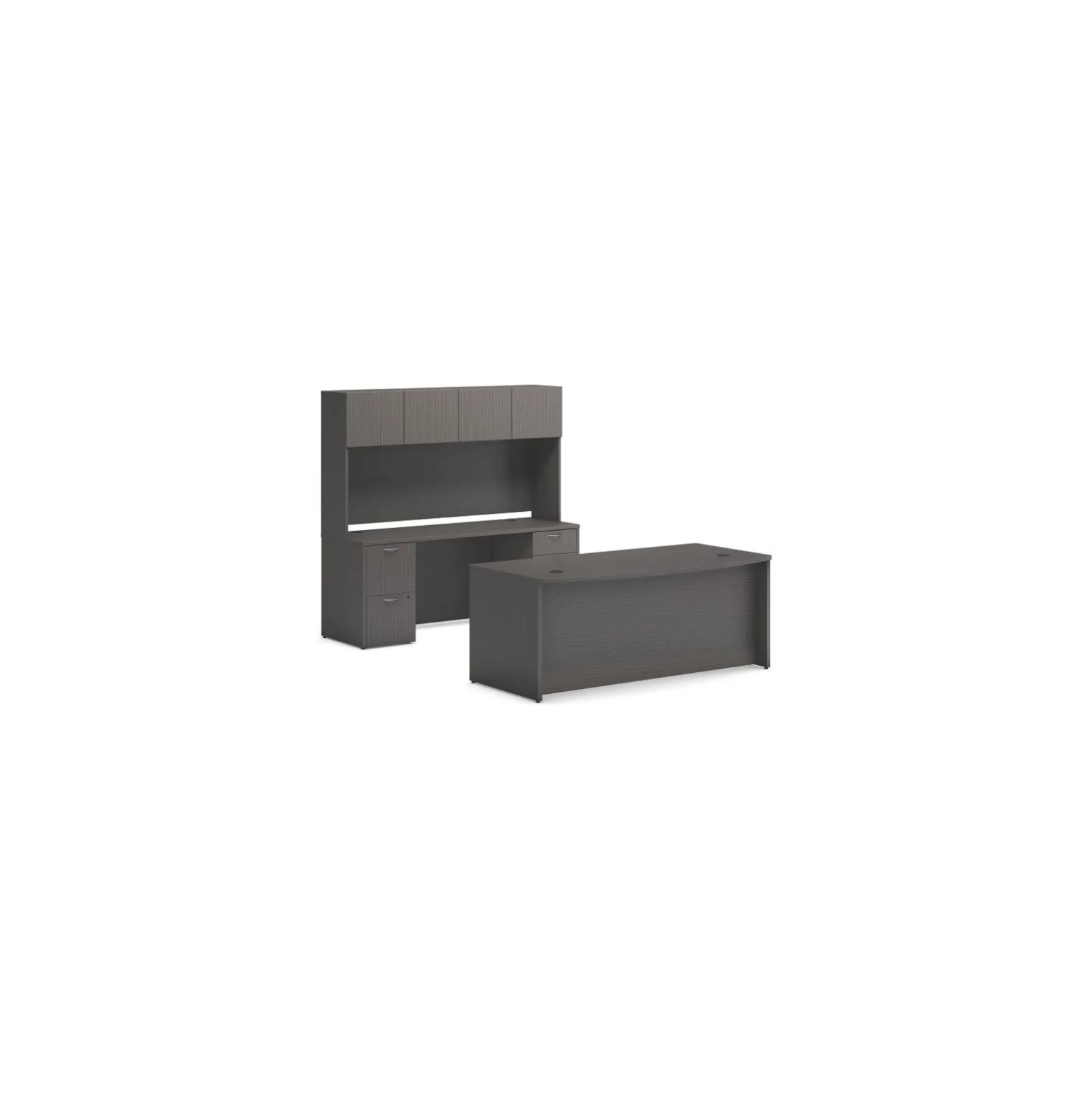 Mod 72"W Bowfront Desk w/ Credenza and Hutch Set