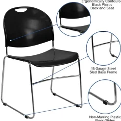 Multipurpose Sled Base Stack Chair - 880 lb. weight capacity