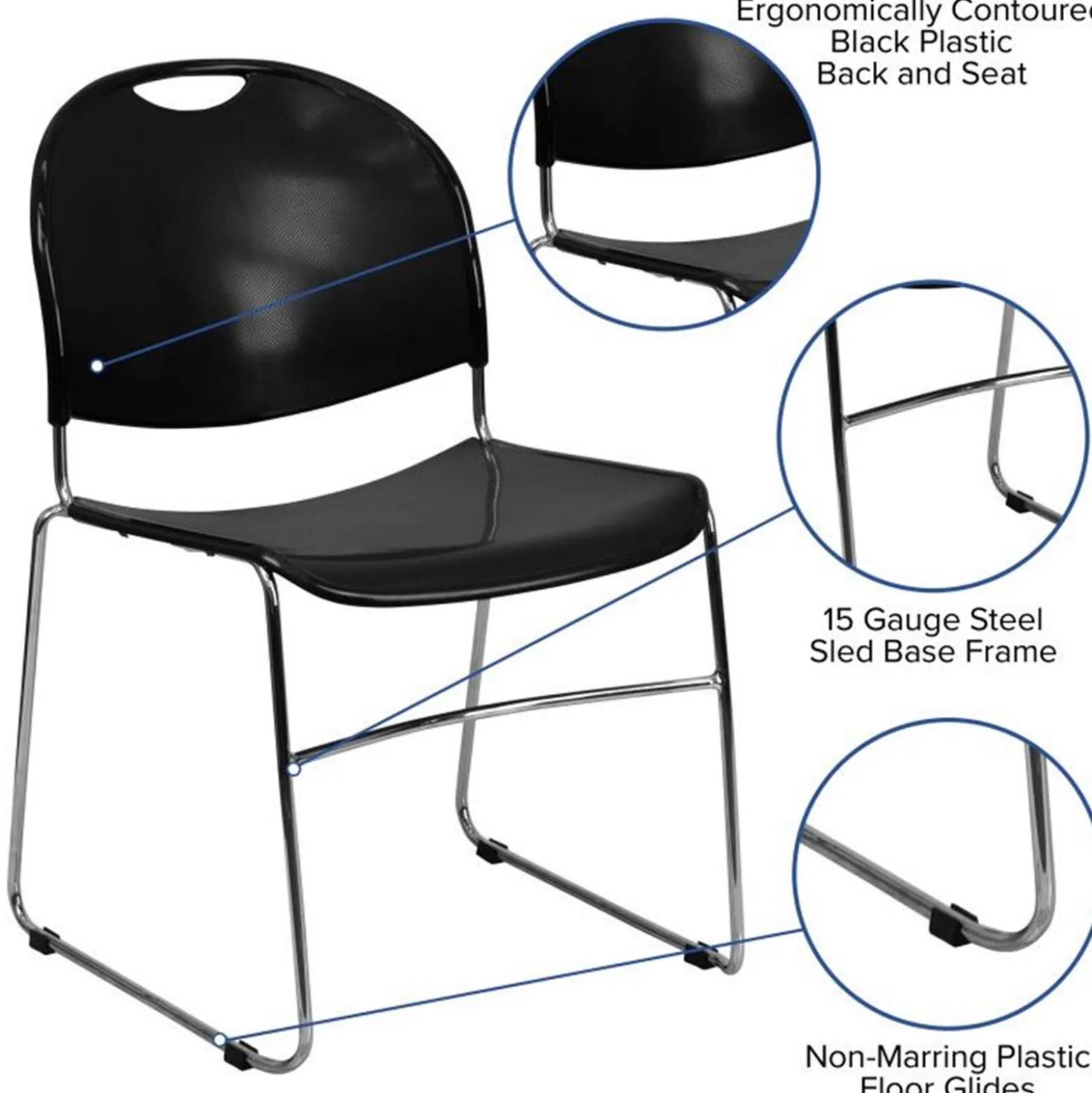 Multipurpose Sled Base Stack Chair - 880 lb. weight capacity