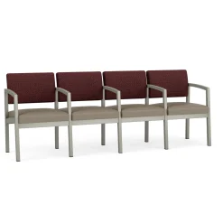 New Castle Steel 4 Seat Guest Chair w/Center Arms with Designer Upholstery