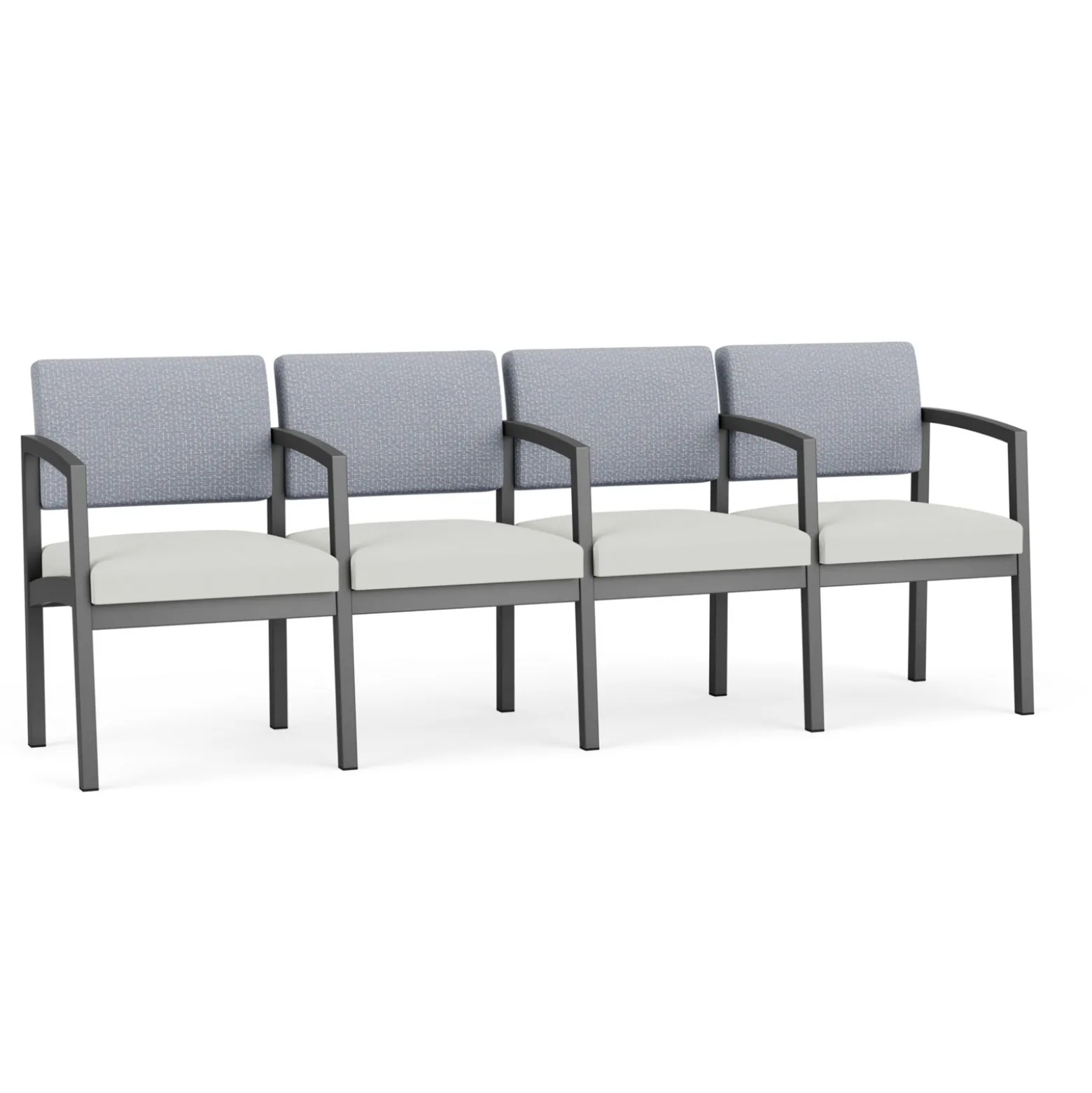 New Castle Steel 4 Seat Guest Chair w/Center Arms with Designer Upholstery
