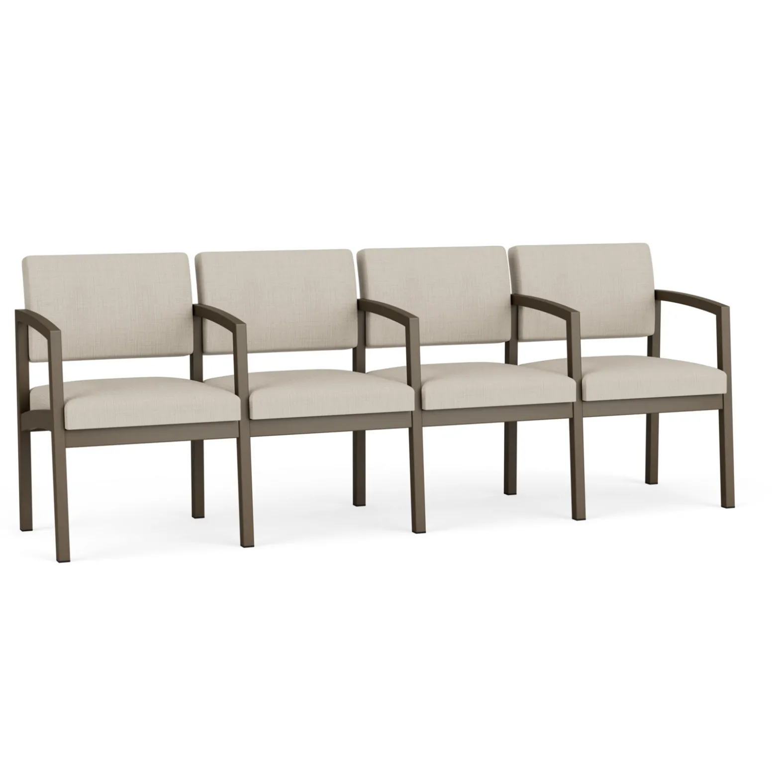 New Castle Steel 4 Seat Guest Chair w/Center Arms with Designer Upholstery