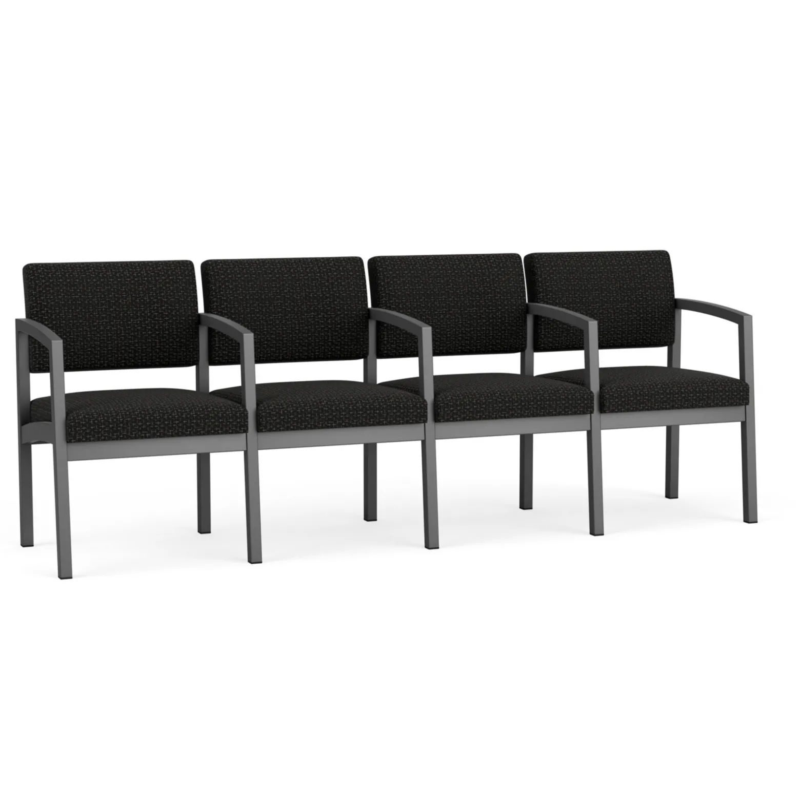 New Castle Steel 4 Seat Guest Chair w/Center Arms with Designer Upholstery