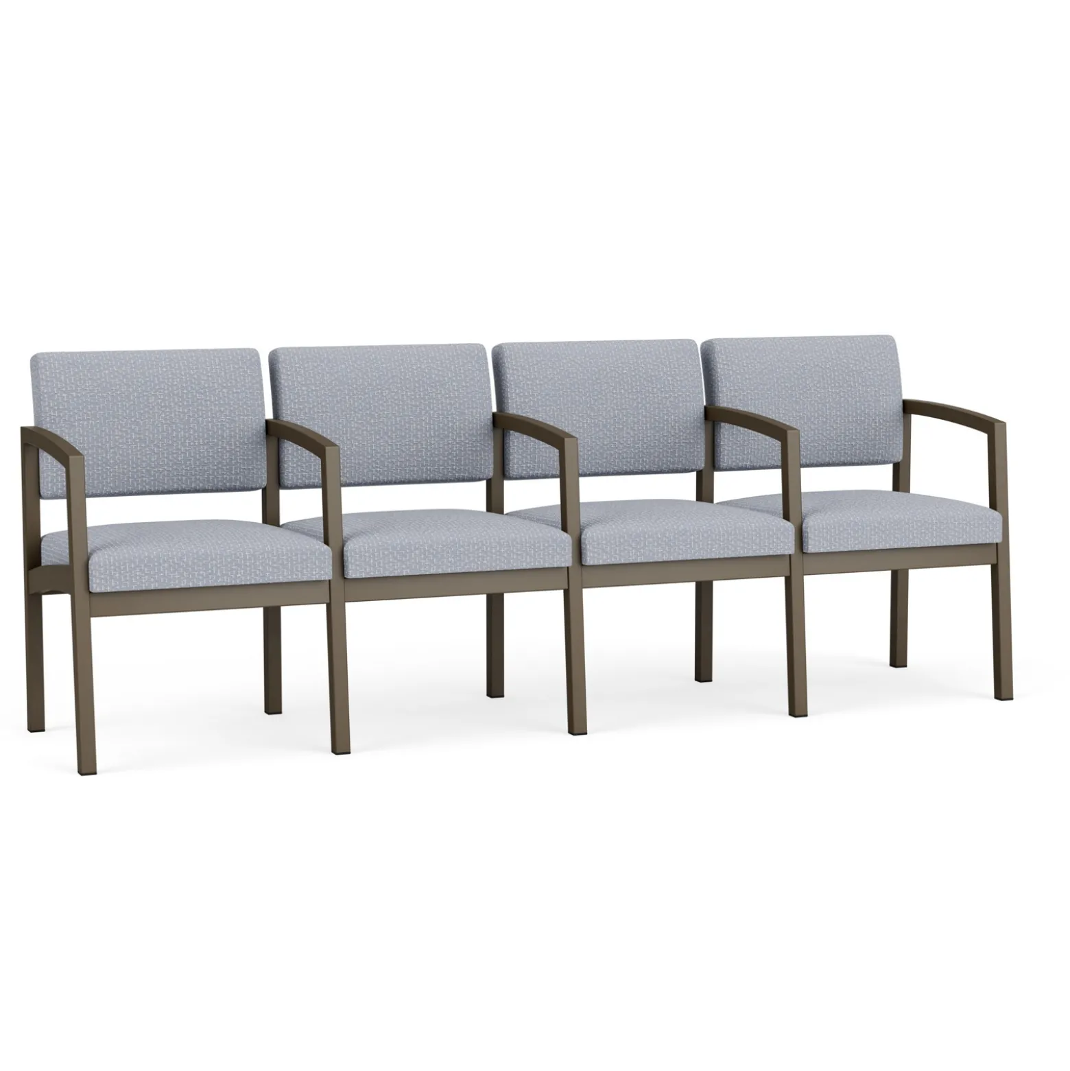New Castle Steel 4 Seat Guest Chair w/Center Arms with Designer Upholstery