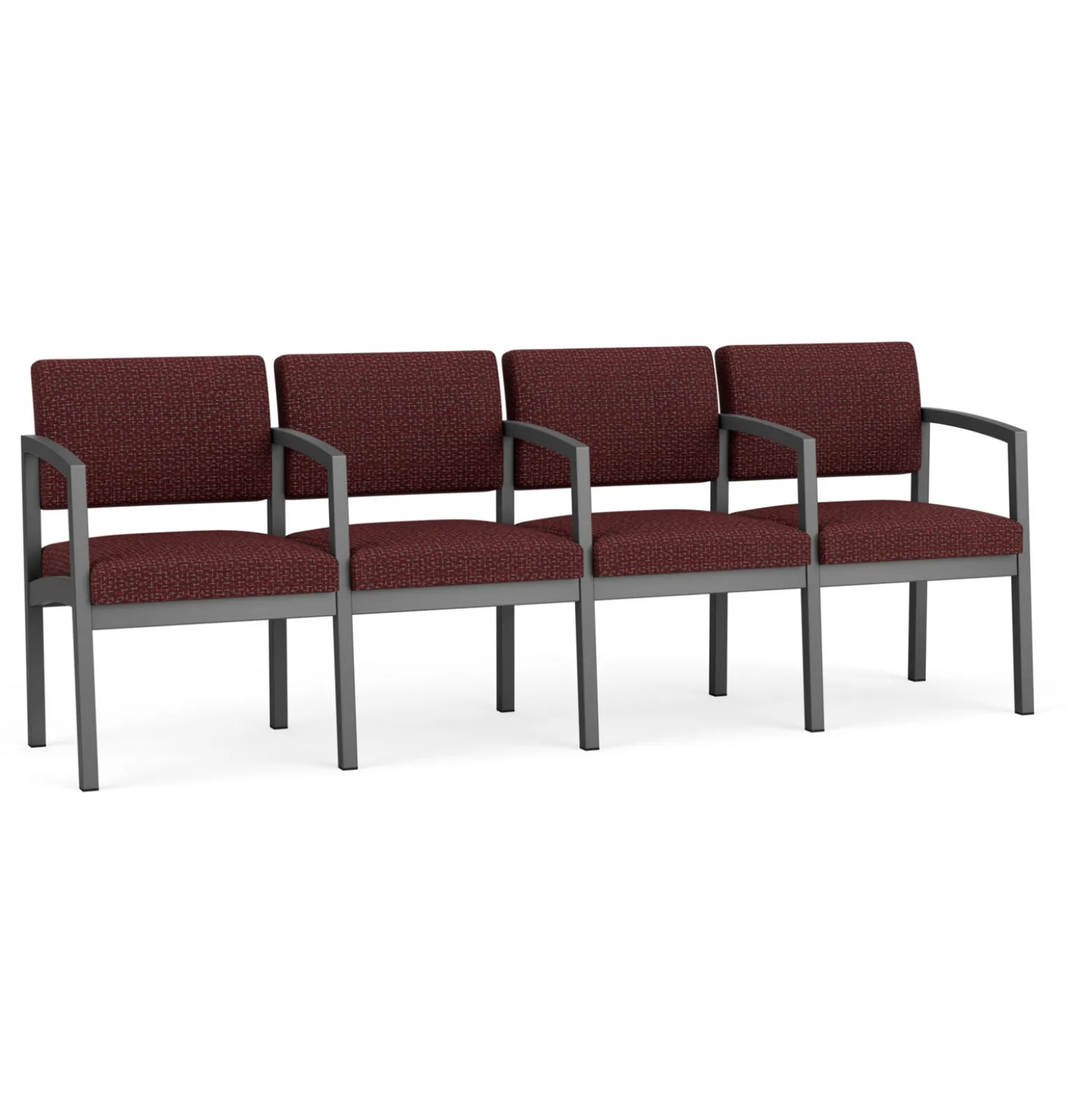 New Castle Steel 4 Seat Guest Chair w/Center Arms with Designer Upholstery