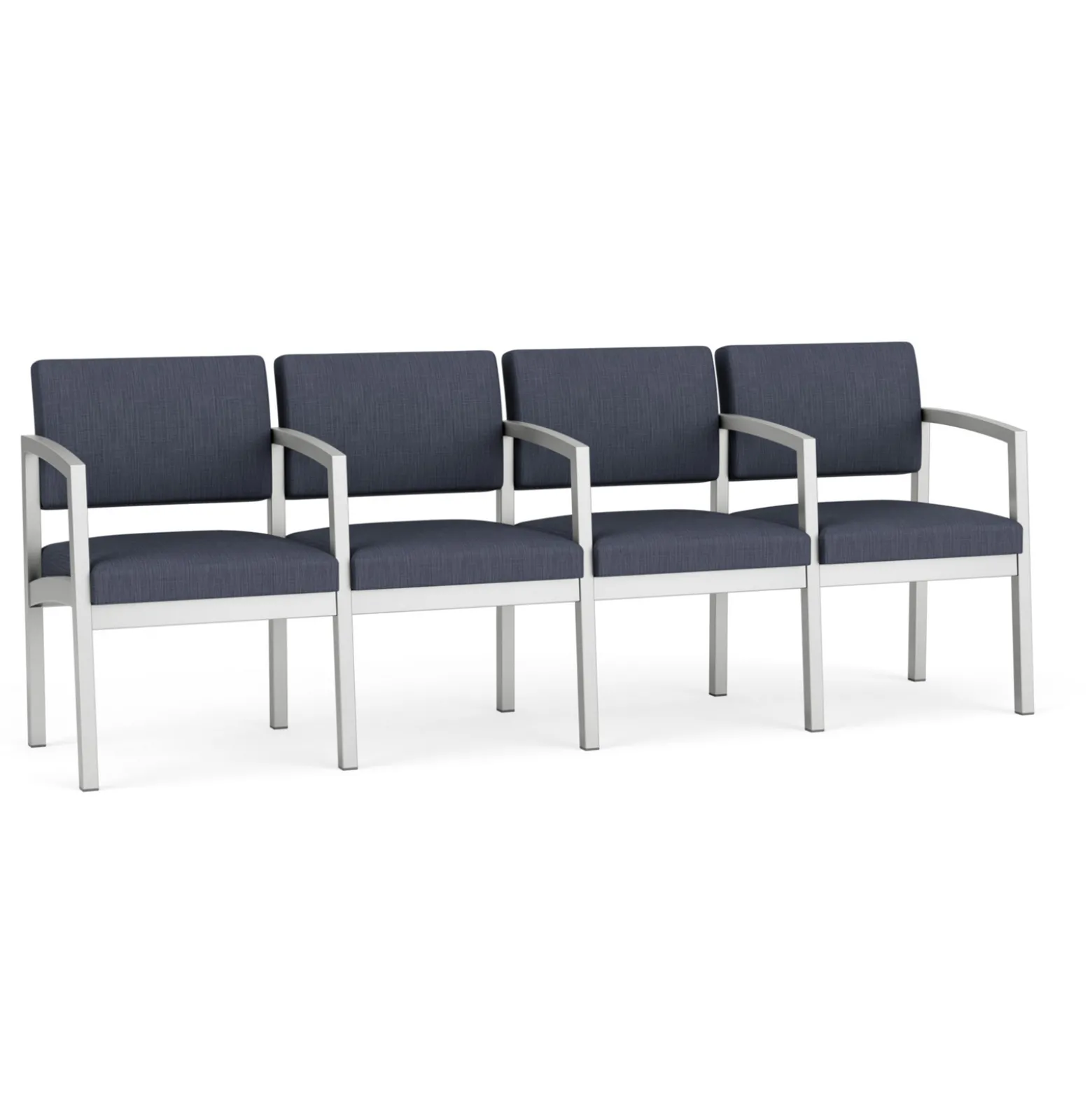 New Castle Steel 4 Seat Guest Chair w/Center Arms with Designer Upholstery