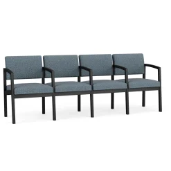 New Castle Steel 4 Seat Guest Chair w/Center Arms with Designer Upholstery
