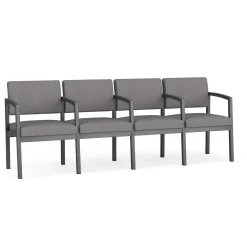 New Castle Steel 4 Seat Guest Chair w/Center Arms with Designer Upholstery