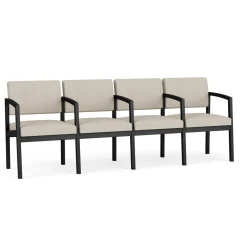 New Castle Steel 4 Seat Guest Chair w/Center Arms with Designer Upholstery