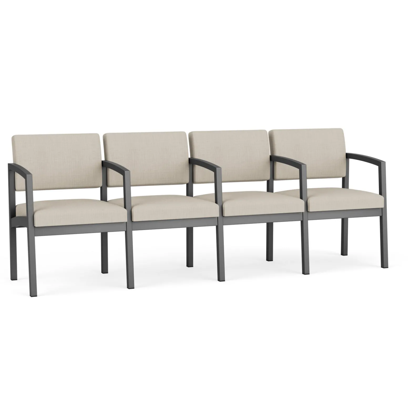 New Castle Steel 4 Seat Guest Chair w/Center Arms with Designer Upholstery