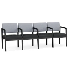 New Castle Steel 4 Seat Guest Chair w/Center Arms with Designer Upholstery