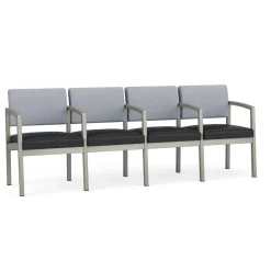 New Castle Steel 4 Seat Guest Chair w/Center Arms with Designer Upholstery