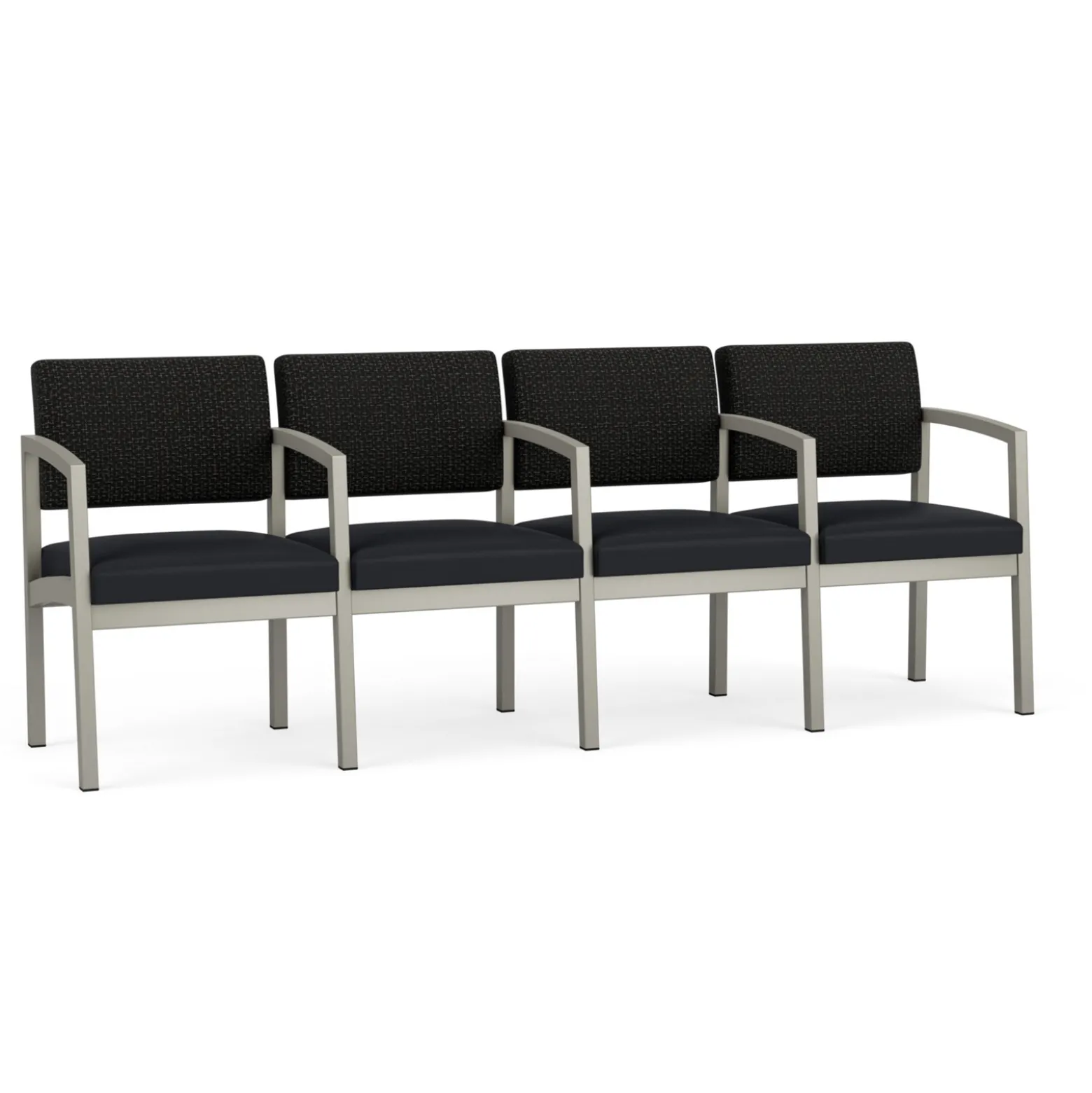 New Castle Steel 4 Seat Guest Chair w/Center Arms with Designer Upholstery