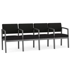 New Castle Steel 4 Seat Guest Chair w/Center Arms with Designer Upholstery