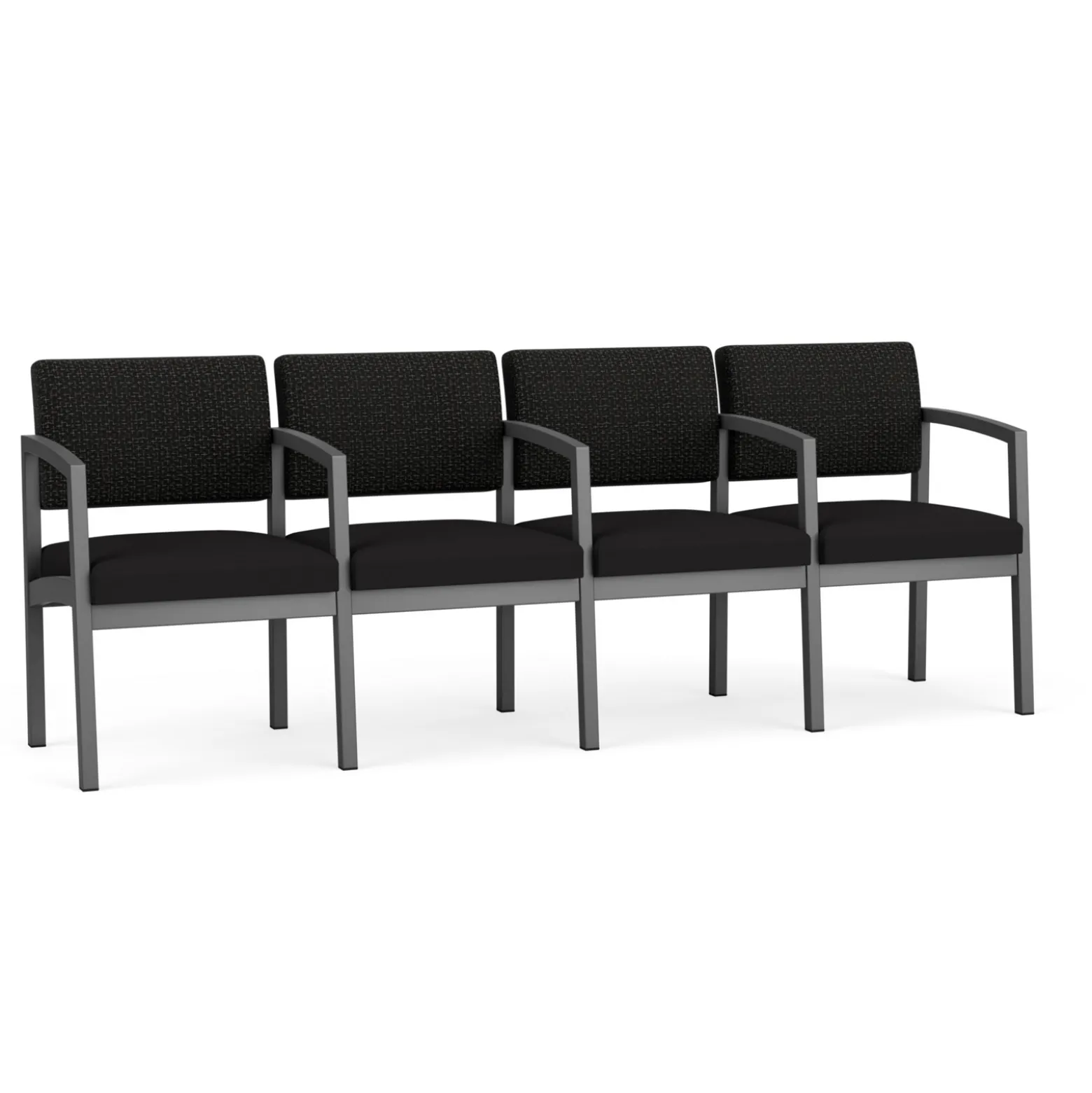 New Castle Steel 4 Seat Guest Chair w/Center Arms with Designer Upholstery
