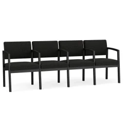 New Castle Steel 4 Seat Guest Chair w/Center Arms with Designer Upholstery