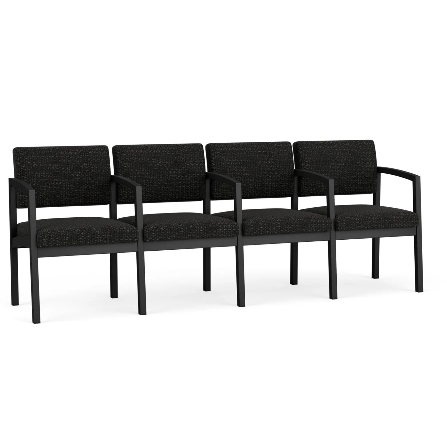 New Castle Steel 4 Seat Guest Chair w/Center Arms with Designer Upholstery