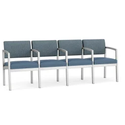 New Castle Steel 4 Seat Guest Chair w/Center Arms with Designer Upholstery