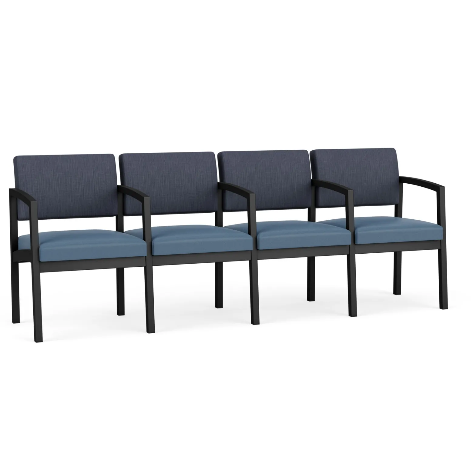 New Castle Steel 4 Seat Guest Chair w/Center Arms with Designer Upholstery