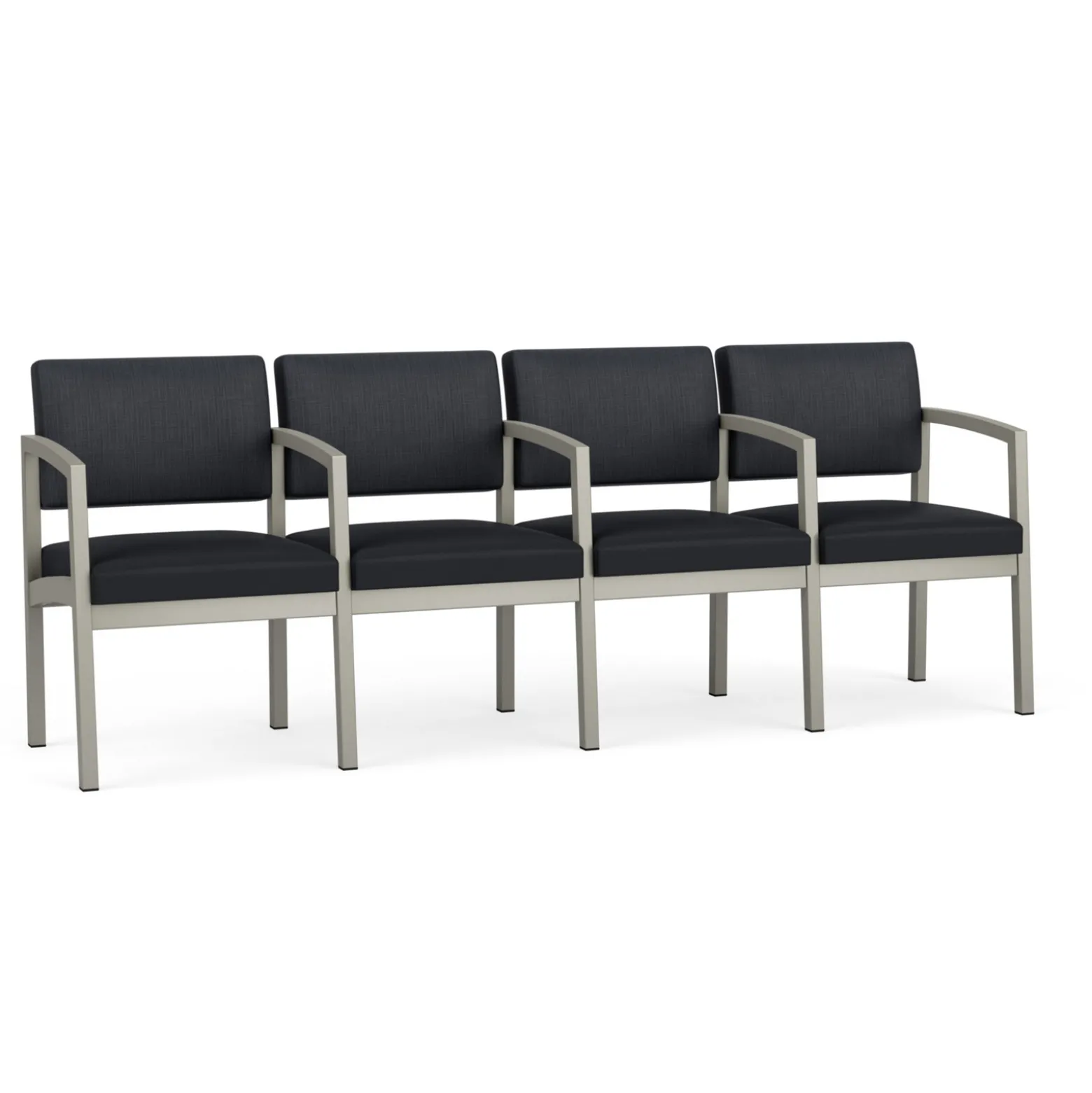 New Castle Steel 4 Seat Guest Chair w/Center Arms with Designer Upholstery