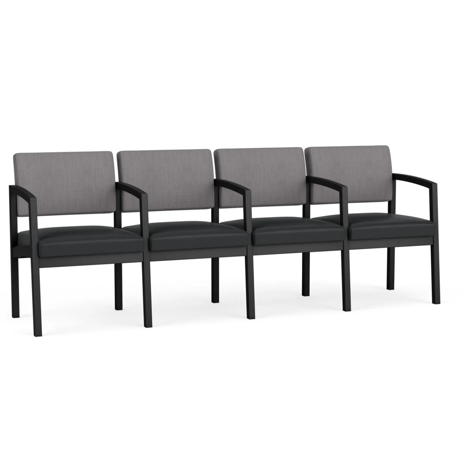 New Castle Steel 4 Seat Guest Chair w/Center Arms with Designer Upholstery