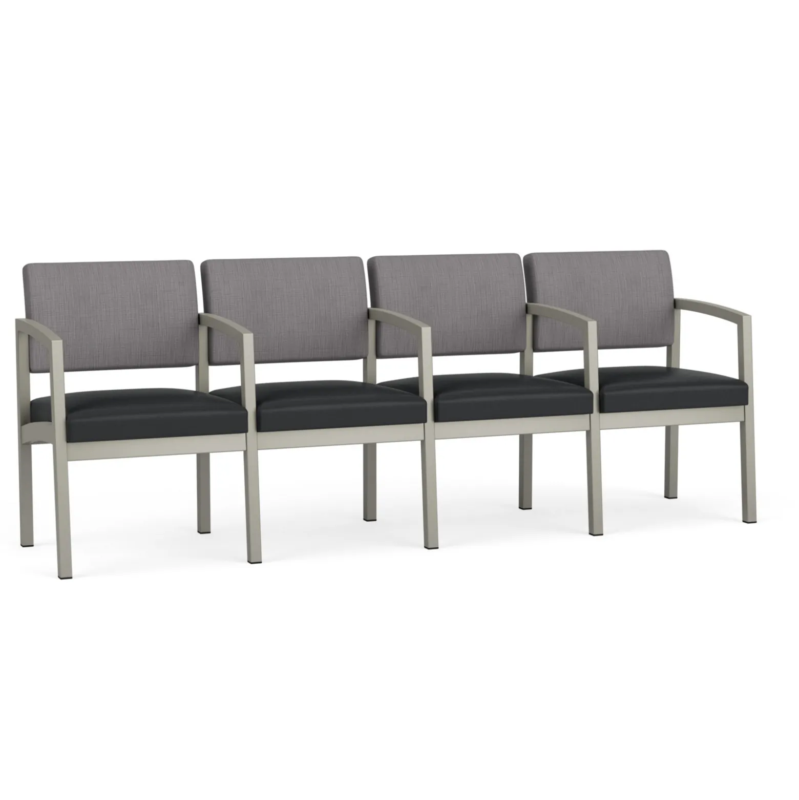 New Castle Steel 4 Seat Guest Chair w/Center Arms with Designer Upholstery